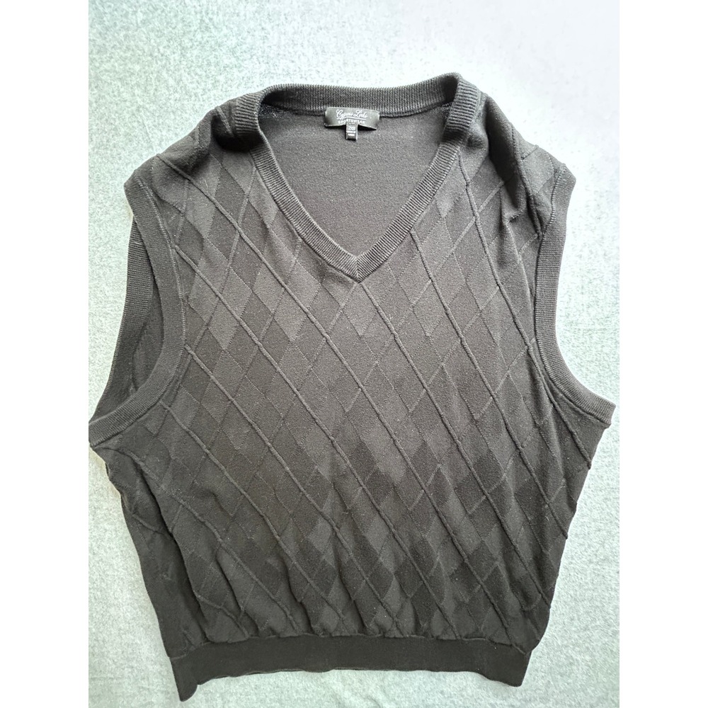 Cypress Links Sportswear Mens 2XB Black Argyle V-Neck Cotton Sweater Vest